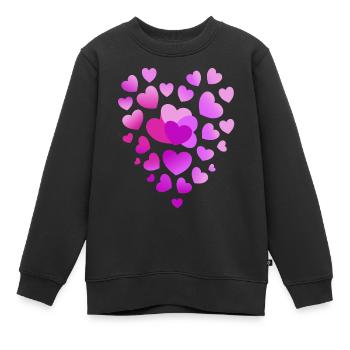 rosa Herzen pinkes Herz - Kinder Premium Organic Sweatshirt - Schwarz - Vorne - AI Model Kid Female (0cm)
