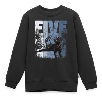 Carnotaurus 5 ans Dino 5ème anniversaire - Sweat Premium enfant bio - noir - Devant - AI Model Kid Female (0cm)