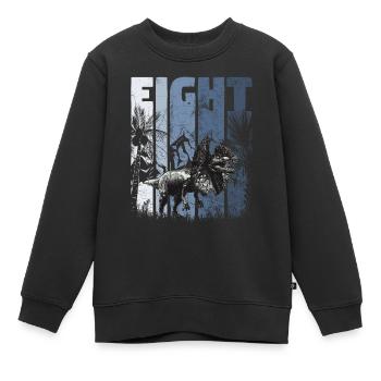 Dilophosaurus 8 ans Dino 8ème anniversaire - Sweat Premium enfant bio - noir - Devant - AI Model Kid Female (0cm)