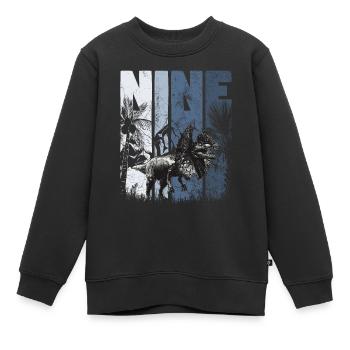 Dilophosaurus 9 ans Dino 9ème anniversaire - Sweat Premium enfant bio - noir - Devant - AI Model Kid Female (0cm)
