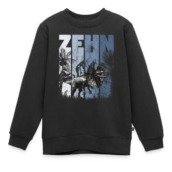 Dilophosaurus 10 Jahre Alt Dino 10. Geburtstag - Kinder Premium Organic Sweatshirt - Schwarz - Vorne - AI Model Kid Female (0cm)