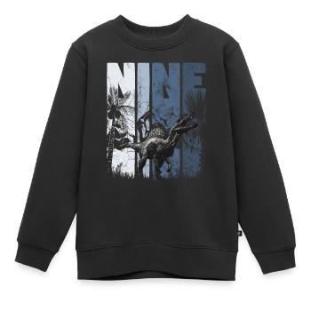 Spinosaurus 9 ans Dino 9ème anniversaire - Sweat Premium enfant bio - noir - Devant - AI Model Kid Female (0cm)