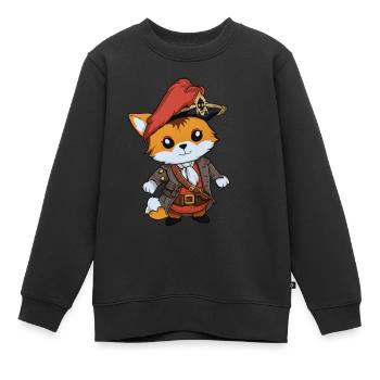 Captain Fluffypaw: Set Sail with Captain Fluffypaw - Kinder Premium Organic Sweatshirt - Schwarz - Vorne - AI Model Kid Female (0cm)