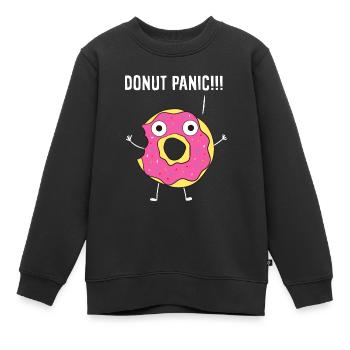 Donut-Donut-Panik Keine Panik Lustige Donuts - Kinder Premium Organic Sweatshirt - Schwarz - Vorne - AI Model Kid Female (0cm)