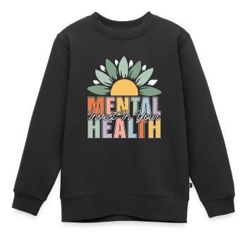 Santé mentale Investissez dans vos soins de santé mentale - Sweat Premium enfant bio - noir - Devant - AI Model Kid Female (0cm)