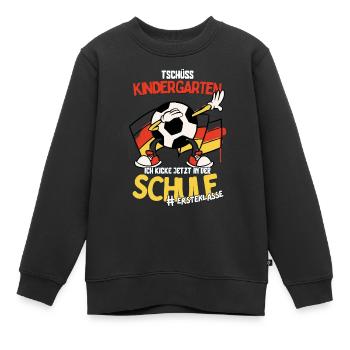 Tschüss Kindergarten 1. Klasse Fußball Schulstart - Kinder Premium Organic Sweatshirt - Schwarz - Vorne - AI Model Kid Female (0cm)