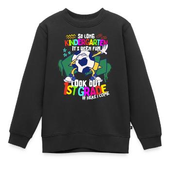 Adieu Maternelle 1ère année Retour à l’école Football - Sweat Premium enfant bio - noir - Devant - AI Model Kid Female (0cm)