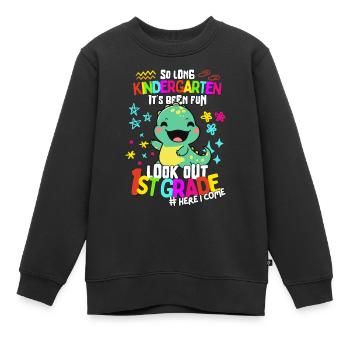 Dino Tschüss Kindergarten: Einschulung 1. Klasse - Kinder Premium Organic Sweatshirt - Schwarz - Vorne - AI Model Kid Female (0cm)