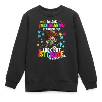 Fußball Tschüss Kindergarten Einschulung 1. Klasse - Kinder Premium Organic Sweatshirt - Schwarz - Vorne - AI Model Kid Female (0cm)