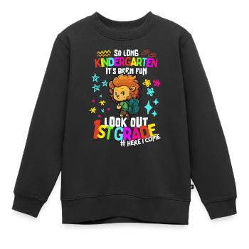 Löwe Tschüss Kindergarten: Einschulung 1. Klasse - Kinder Premium Organic Sweatshirt - Schwarz - Vorne - AI Model Kid Female (0cm)