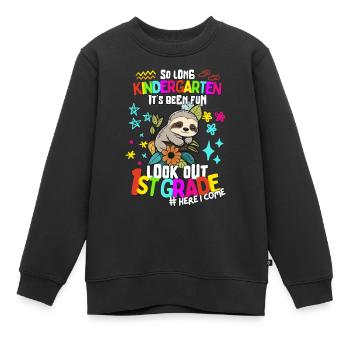 Sloth Tschüss Kindergarten: Einschulung 1. Klasse - Kinder Premium Organic Sweatshirt - Schwarz - Vorne - AI Model Kid Female (0cm)