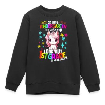 Einhorn Tschüss Kindergarten Einschulung 1. Klasse - Kinder Premium Organic Sweatshirt - Schwarz - Vorne - AI Model Kid Female (0cm)