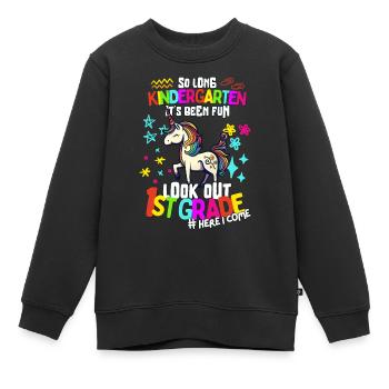 Einhorn Tschüss Kindergarten Einschulung 1. Klasse - Kinder Premium Organic Sweatshirt - Schwarz - Vorne - AI Model Kid Female (0cm)