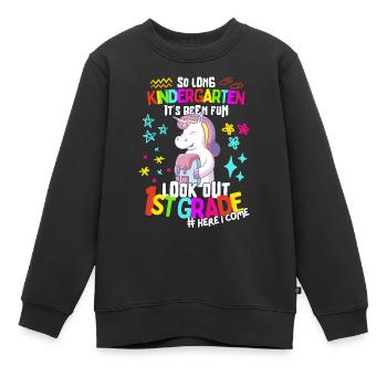 Einhorn Tschüss Kindergarten Einschulung 1. Klasse - Kinder Premium Organic Sweatshirt - Schwarz - Vorne - AI Model Kid Female (0cm)