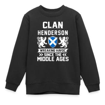 Clan HENDERSON scottish family scotland - Kids Premium Organic Sweatshirt - black - Front - AI Model Kid Female (0cm)