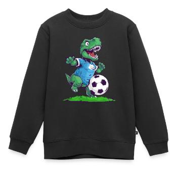 Fußball Dino - Kinder Dinosaurier - Kinder Premium Organic Sweatshirt - Schwarz - Vorne - AI Model Kid Female (0cm)