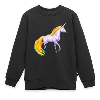 realistisches Einhorn - Kinder Premium Organic Sweatshirt - Schwarz - Vorne - AI Model Kid Female (0cm)