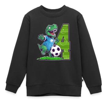 Fußball Dinosaurier - 4 Jahr Alter Junge - 4. - Kinder Premium Organic Sweatshirt - Schwarz - Vorne - AI Model Kid Female (0cm)