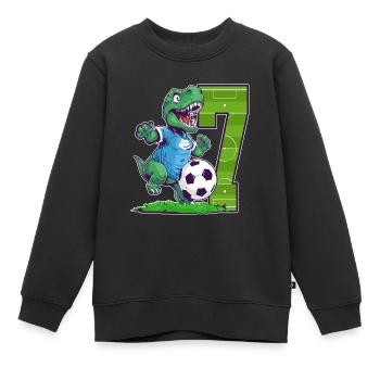 Fußball Dinosaurier - 7 Jahr Alter Junge - 7. - Kinder Premium Organic Sweatshirt - Schwarz - Vorne - AI Model Kid Female (0cm)