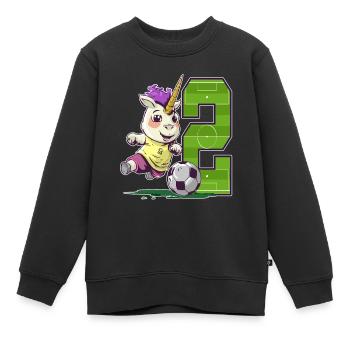 Fußball Einhorn - 2 Jahr Altes Mädchen - 2. - Kinder Premium Organic Sweatshirt - Schwarz - Vorne - AI Model Kid Female (0cm)