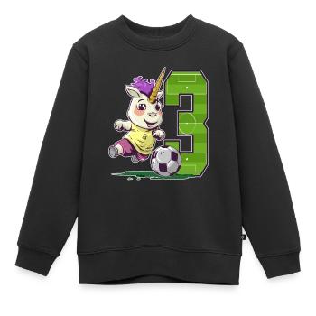Fußball Einhorn - 3 Jahr Altes Mädchen - 3. - Kinder Premium Organic Sweatshirt - Schwarz - Vorne - AI Model Kid Female (0cm)