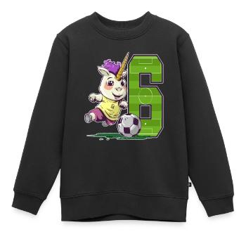 Fußball Einhorn - 6 Jahre Mädchen - 6. Geburtstag - Kinder Premium Organic Sweatshirt - Schwarz - Vorne - AI Model Kid Female (0cm)