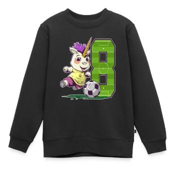 Fußball Einhorn - 8 Jahre Mädchen - 8. Geburtstag - Kinder Premium Organic Sweatshirt - Schwarz - Vorne - AI Model Kid Female (0cm)