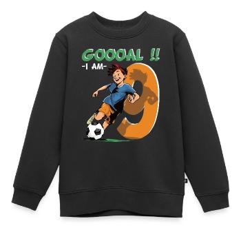 Football Birthday - 9 years old boy - 9. - Kids Premium Organic Sweatshirt - black - Front - AI Model Kid Female (0cm)