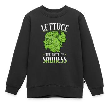Salat Der Geschmack der Traurigkeit Lustig Vegan Grün - Kinder Premium Organic Sweatshirt - Schwarz - Vorne - AI Model Kid Female (0cm)