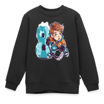 Anniversaire de hockey sur glace - garçon de 8 ans - 8. - Sweat Premium enfant bio - noir - Devant - AI Model Kid Female (0cm)