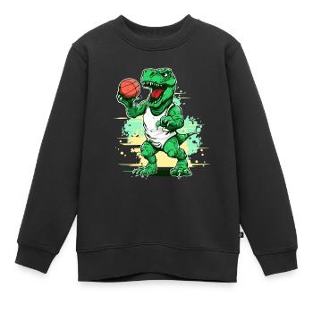 Basketball Dino - Dinosaure pour enfants - Sweat Premium enfant bio - noir - Devant - AI Model Kid Female (0cm)