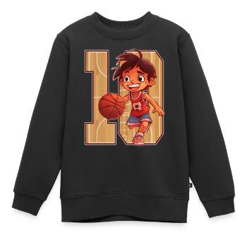 Basketball Birthday - 10 years old boy - - Kids Premium Organic Sweatshirt - black - Front - AI Model Kid Female (0cm)