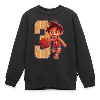 Basketball Birthday - 3 years old Boy - 3. - Kids Premium Organic Sweatshirt - black - Front - AI Model Kid Female (0cm)