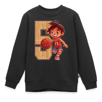 Basketball Birthday - 5 years old Boy - 5. - Kids Premium Organic Sweatshirt - black - Front - AI Model Kid Female (0cm)