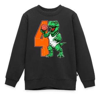 Basketball Dino - garçon de 4 ans - 4. - Sweat Premium enfant bio - noir - Devant - AI Model Kid Female (0cm)
