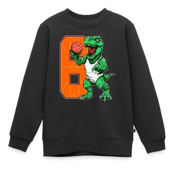 Basketball Dino - garçon de 6 ans - 6. - Sweat Premium enfant bio - noir - Devant - AI Model Kid Female (0cm)