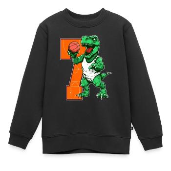 Basketball Dino - garçon de 7 ans - 7. - Sweat Premium enfant bio - noir - Devant - AI Model Kid Female (0cm)