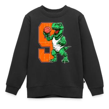 Basketball Dino - garçon de 9 ans - 9. - Sweat Premium enfant bio - noir - Devant - AI Model Kid Female (0cm)