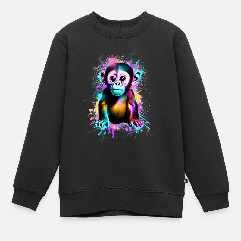 Affe - Kinder Premium Organic Sweatshirt - Schwarz