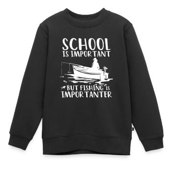 Schule ist wichtig, aber Angeln ist wichtiger - Kinder Premium Organic Sweatshirt - Schwarz - Vorne - AI Model Kid Female (0cm)
