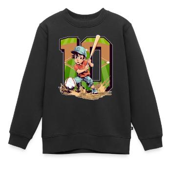 Anniversaire de baseball - garçon de 10 ans - 10. - Sweat Premium enfant bio - noir - Devant - AI Model Kid Female (0cm)