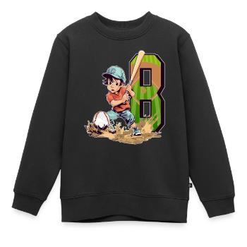 Anniversaire de baseball - garçon de 8 ans - 8. - Sweat Premium enfant bio - noir - Devant - AI Model Kid Female (0cm)