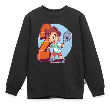Anniversaire du joueur de tennis - Garçon de 2 ans - - Sweat Premium enfant bio - noir - Devant - AI Model Kid Female (0cm)