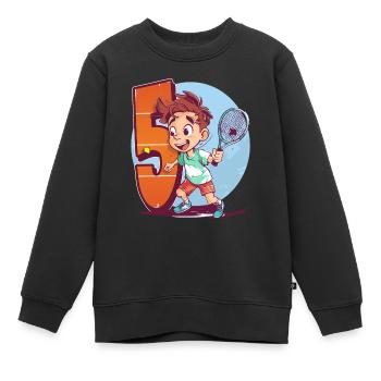Anniversaire du joueur de tennis - garçon de 5 ans - - Sweat Premium enfant bio - noir - Devant - AI Model Kid Female (0cm)