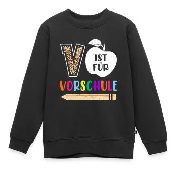 Vorschulkinder V ist für Vorschule Kleinkind - Kinder Premium Organic Sweatshirt - Schwarz - Vorne - AI Model Kid Female (0cm)