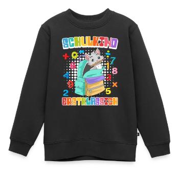 Schulkind Erstklassich Katzenfans Einschulung - Kinder Premium Organic Sweatshirt - Schwarz - Vorne - AI Model Kid Female (0cm)
