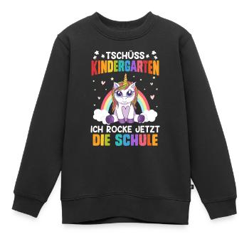 Tschüss Kindergarten Ich rocke jetzt die Schule - Kinder Premium Organic Sweatshirt - Schwarz - Vorne - AI Model Kid Female (0cm)