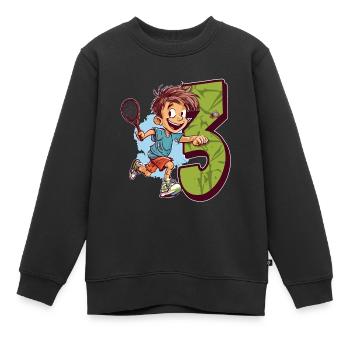 Je suis 3 Badminton Kid - Badminton - Sweat Premium enfant bio - noir - Devant - AI Model Kid Female (0cm)