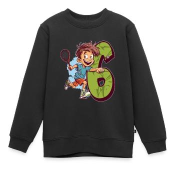 Je suis 6 Badminton Kid - Badminton - Sweat Premium enfant bio - noir - Devant - AI Model Kid Female (0cm)
