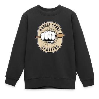 Drôle de survivant de la cuillère en bois de parentalité italienne - Sweat Premium enfant bio - noir - Devant - AI Model Kid Female (0cm)